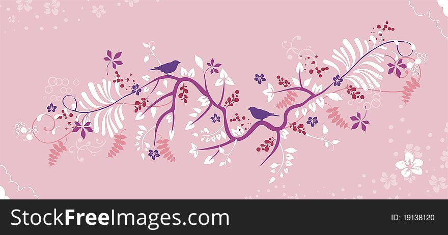 Ornate background with bird illustration. Ornate background with bird illustration