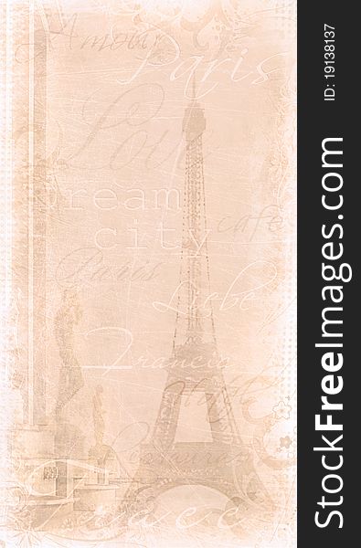 Illustrated background of the eiffel tower with decorative text. Illustrated background of the eiffel tower with decorative text