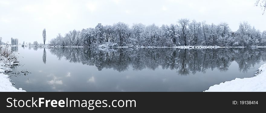 Panorama of the river Mures in winter. Panorama of the river Mures in winter.