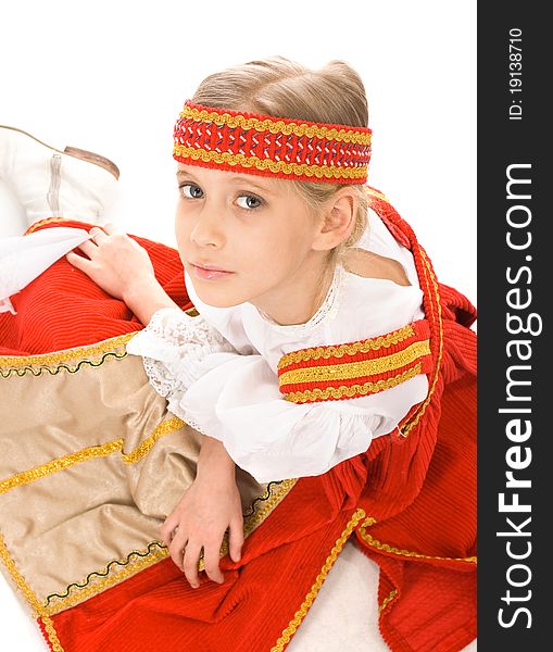 Portrait of a young girl in Belarussian national dress. Portrait of a young girl in Belarussian national dress