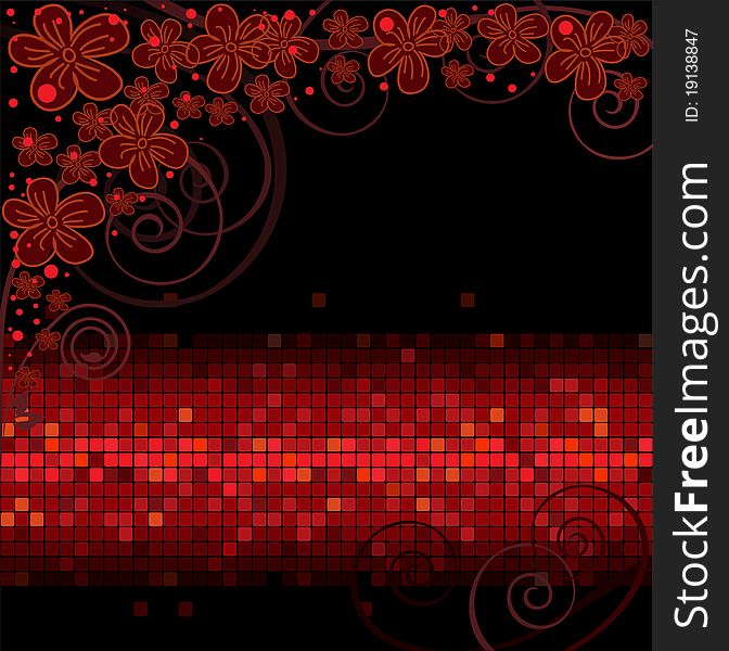 Dark shimmering background with  flowers composition upstairs. Dark shimmering background with  flowers composition upstairs