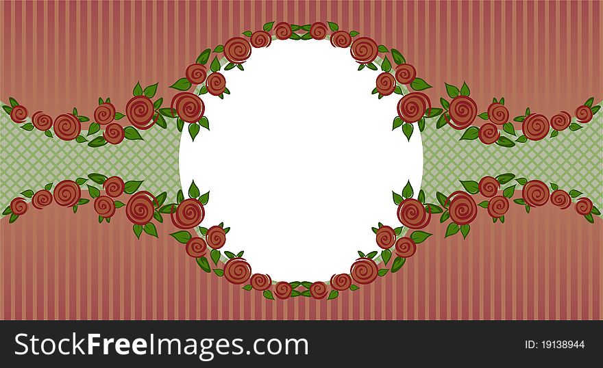 Vignette of red roses on a dark striped background. Vignette of red roses on a dark striped background