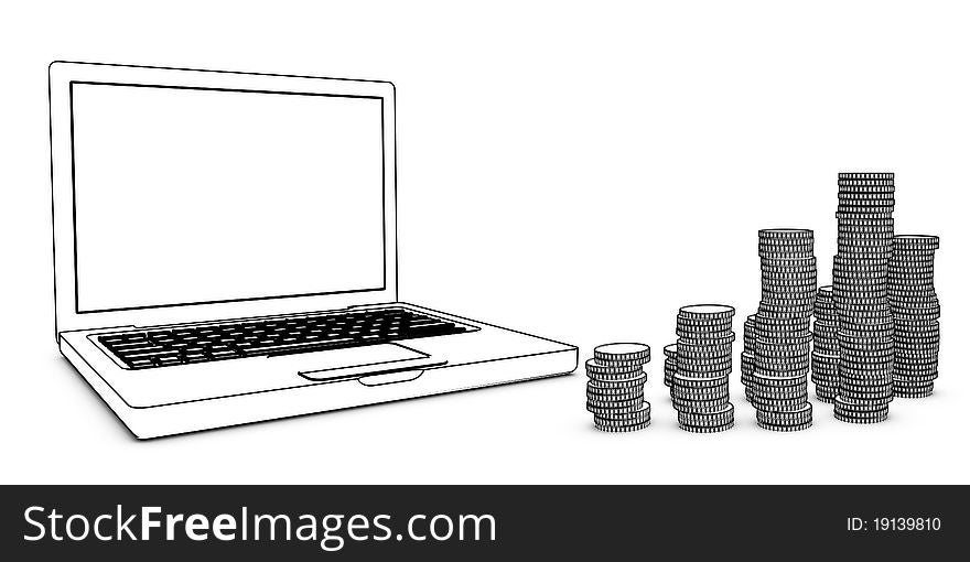 Laptop With Coins