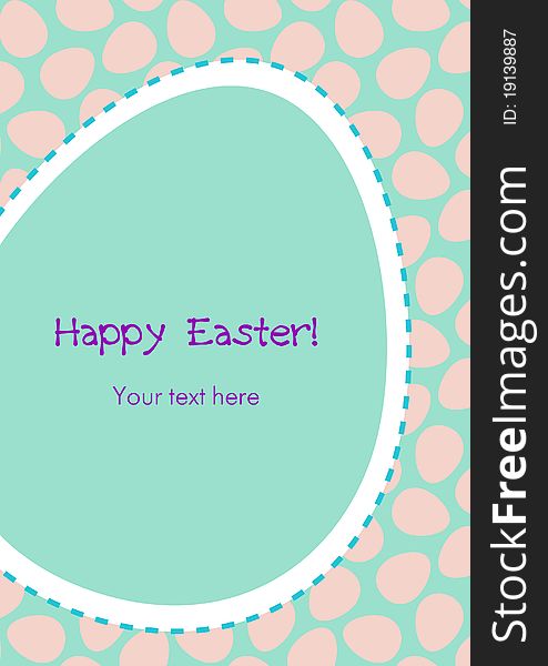Colorfull easter greeting card. Bright egg on pink background