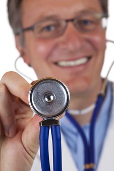 Close-up Macro Of Stethoscope, Held By Male Doctor Stock Photography Close-up Macro Of Stethoscope, Held By Male Doctor Stock Photography