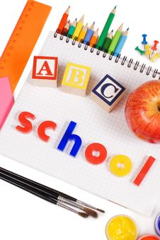 Pencils And Apple - Concept School Royalty Free Stock Photography