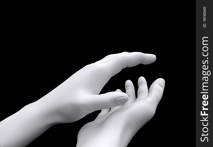 White 3d hands applause on a black background. White 3d hands applause on a black background