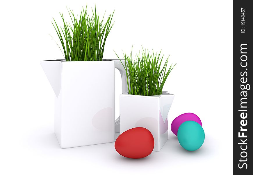 3d Easter Eggs whith herb pots