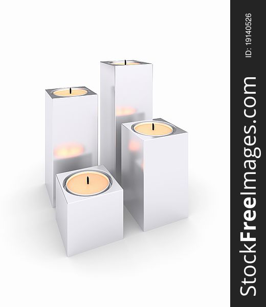 3d candles on a white background