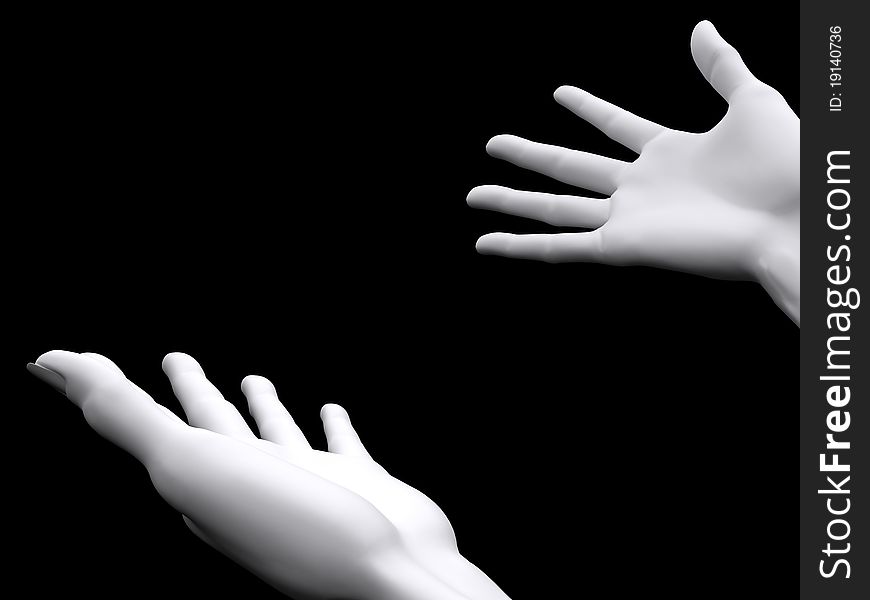 3d hands show on a black background. 3d hands show on a black background