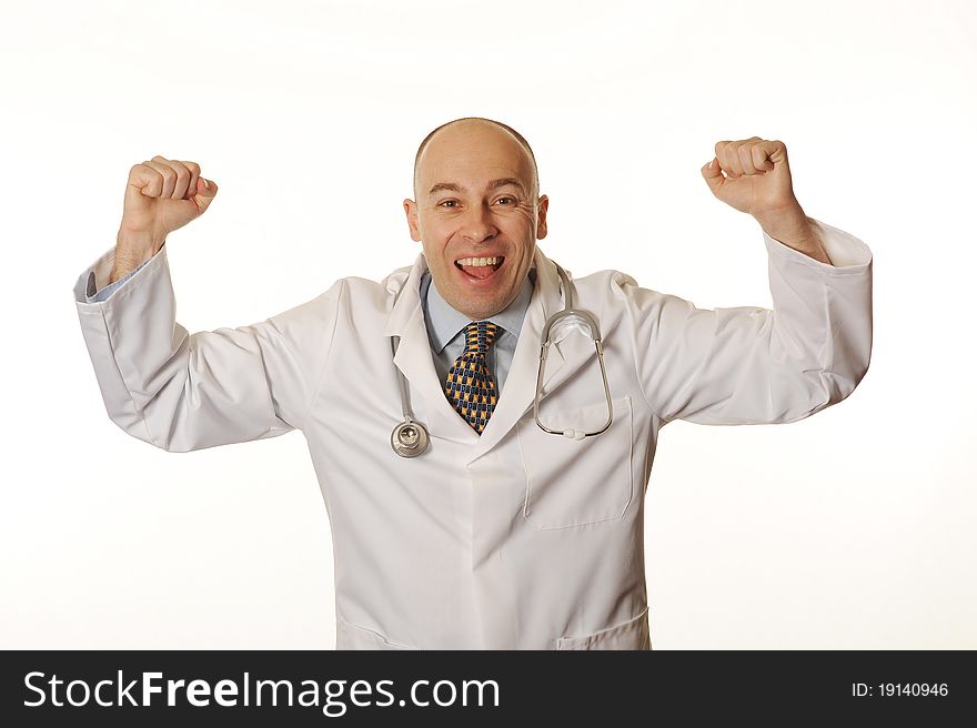 A hospital doctor on white background