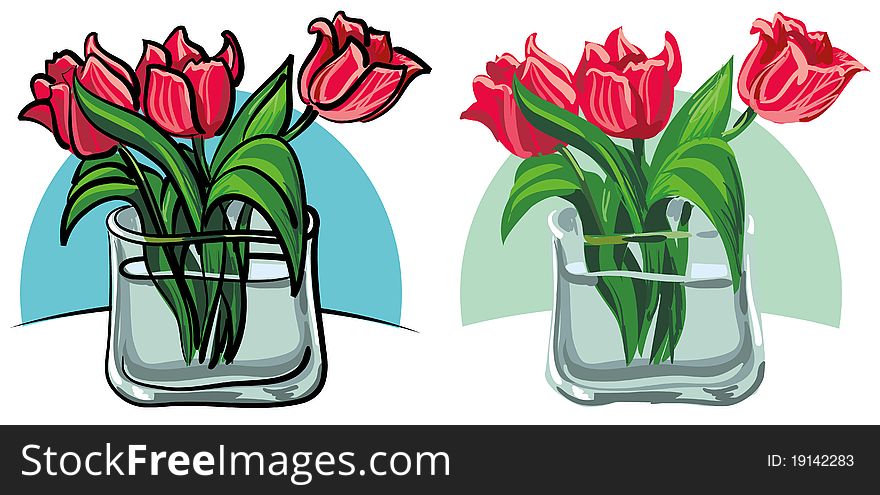 Flowers, bouquet of tulips at the vase