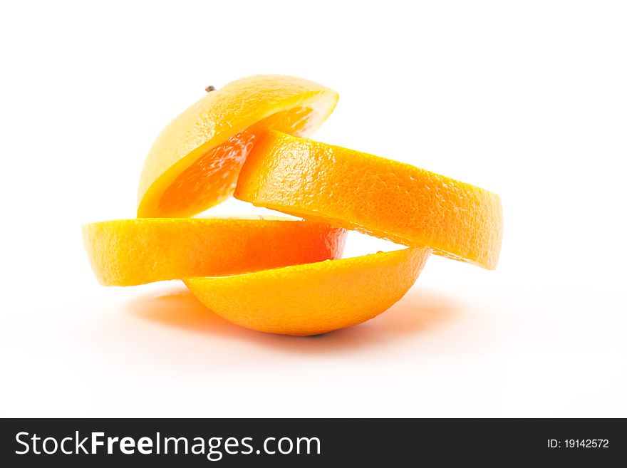 Juicy orange slices isolated onn white