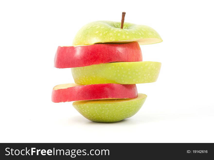 Red and green apple slices. Red and green apple slices