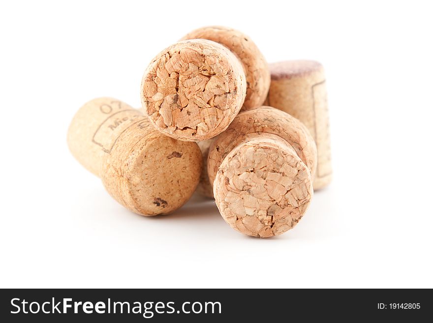 Wine corks isolated on white background