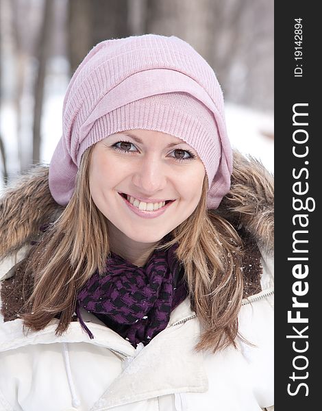 Portrait of young smiling woman outdoors. Portrait of young smiling woman outdoors