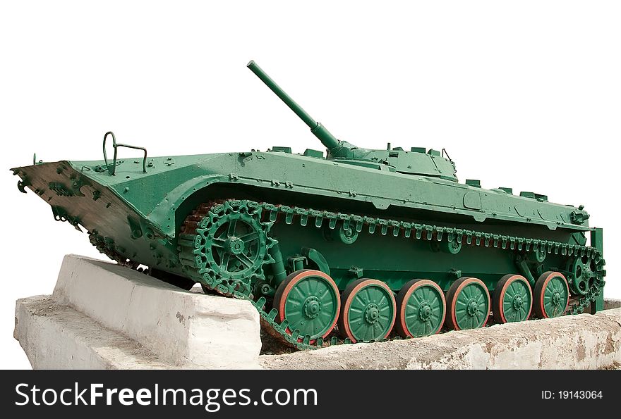 Armored Personal Carrier. Soviet armored vehicle. Isolated on white background. Clipping path.