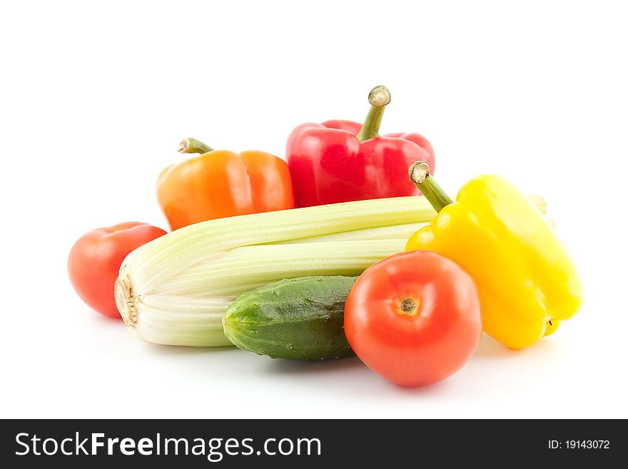 Different colorful vegetables isolated on white