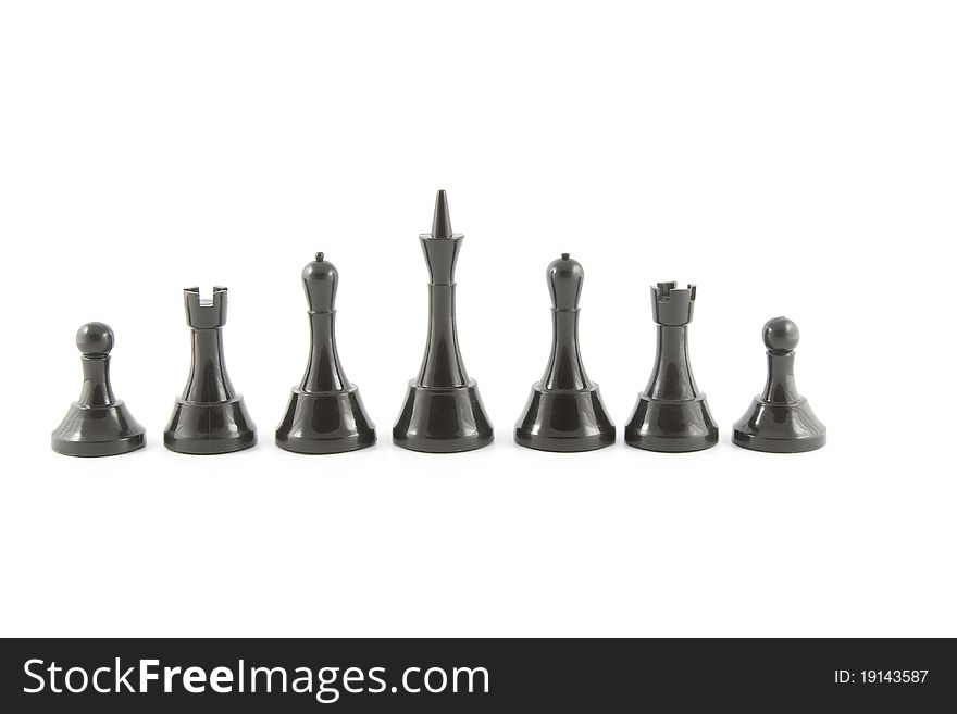 Black chess figures isolated on white