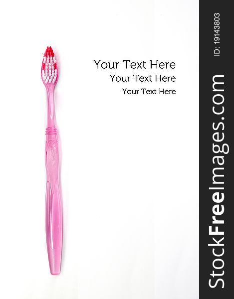 A picture of a pink toothbrush with sample text