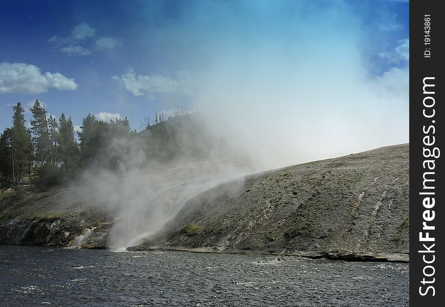 Smoky Geyser in the Yellowstone National Park. Smoky Geyser in the Yellowstone National Park