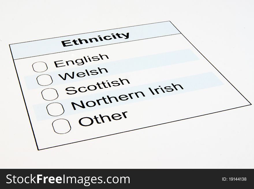 UK Ethnicity Form