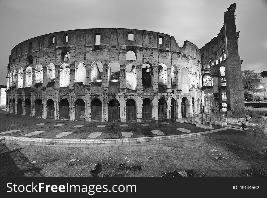 Lights of Colosseum at Night