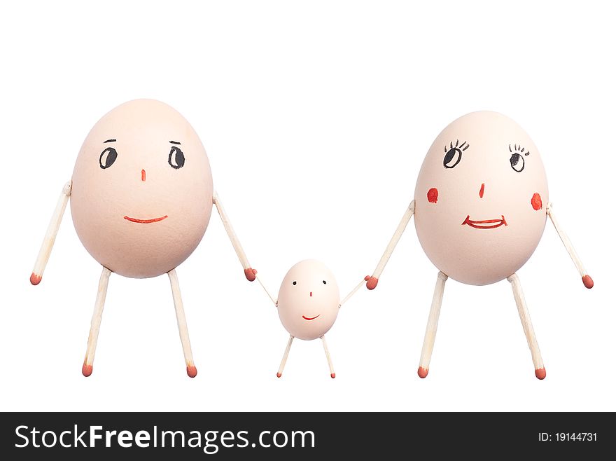 A eggs family, isolated on white
