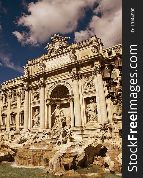 Architectural Detail of Trevi Fountain, Rome, Italy