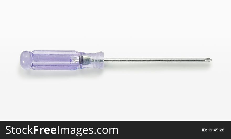 Purple screwdriver on white background