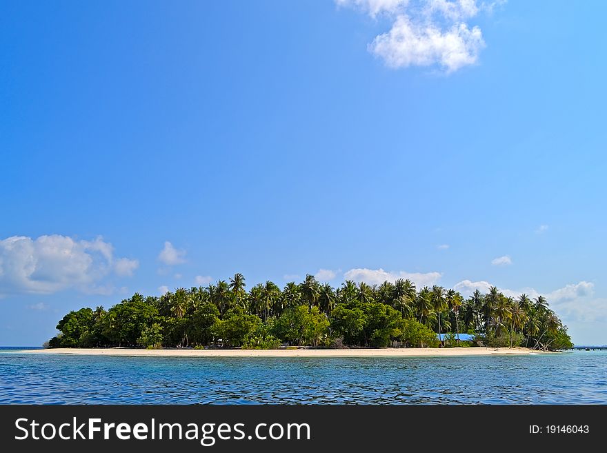 A View at Maldivian tropical island. A View at Maldivian tropical island
