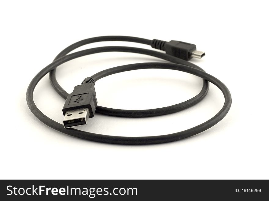 Data USB cable on white background