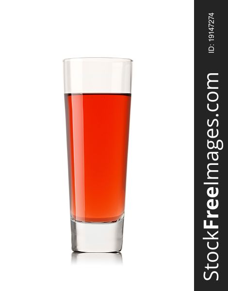 fresh strawberry juice on a white background