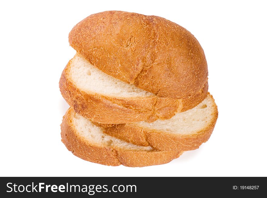 Cut Bread On White Background