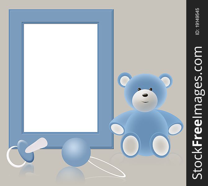 Babies boy photo frame with bear teddy. Babies boy photo frame with bear teddy