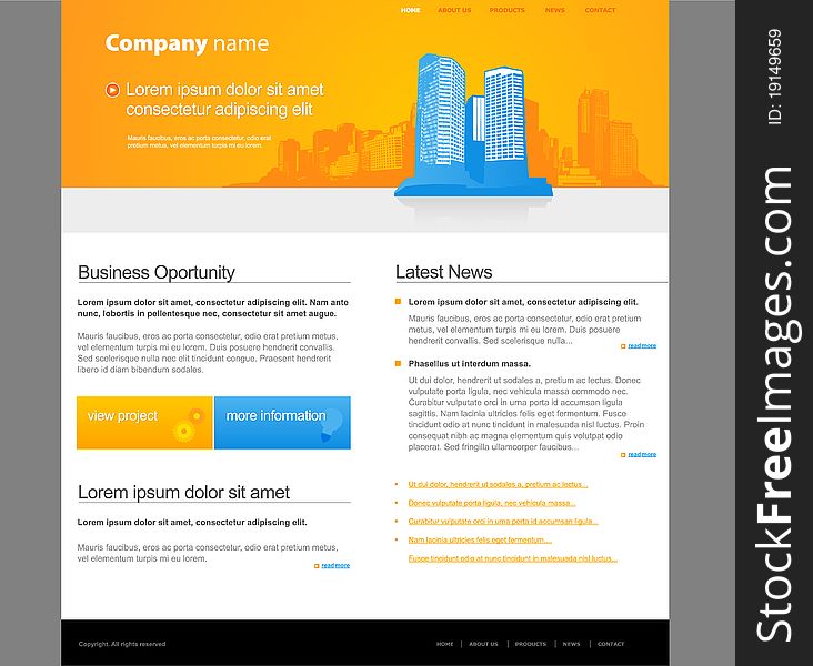 Website template with city.