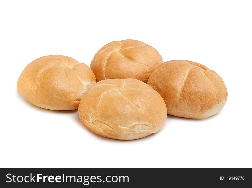 Fresh buns isolated on white background