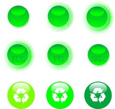 Eco Icon Set Green Royalty Free Stock Photography