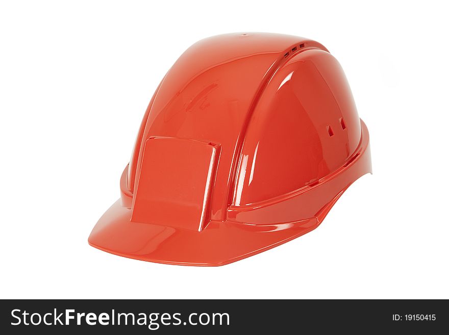 An orange safety helmet isolated on white background. An orange safety helmet isolated on white background.