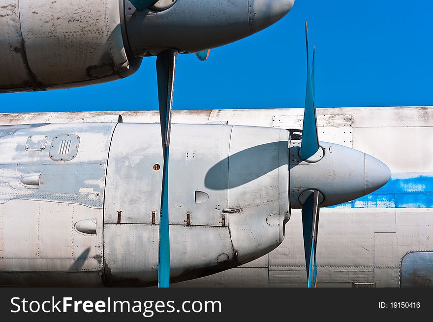 A propeller airplane