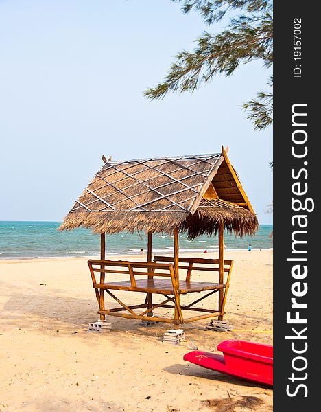 Beach chair and sea in thailand