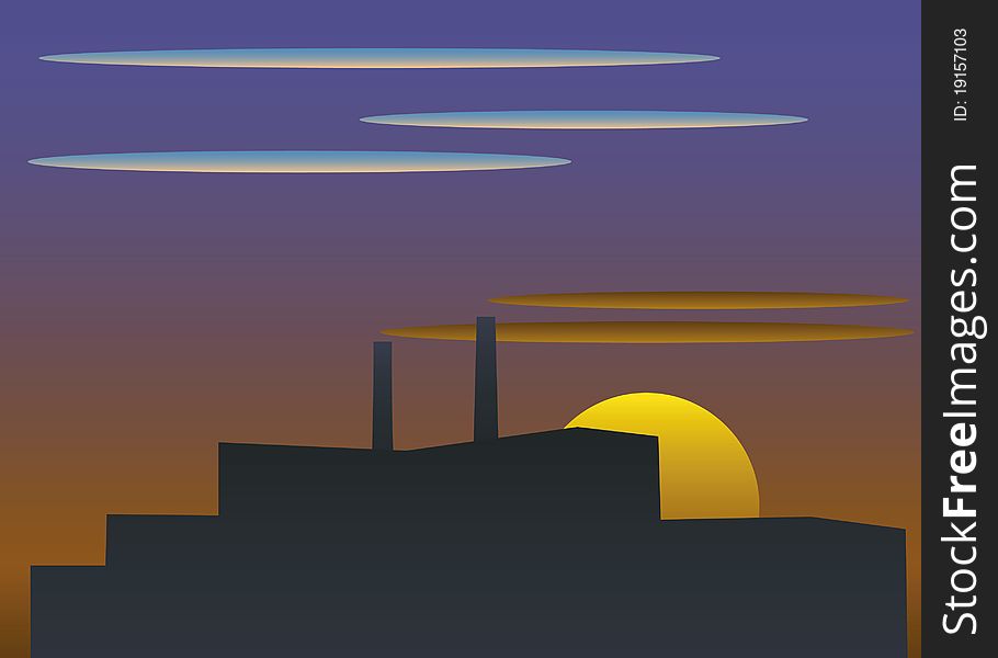 City sunset background.