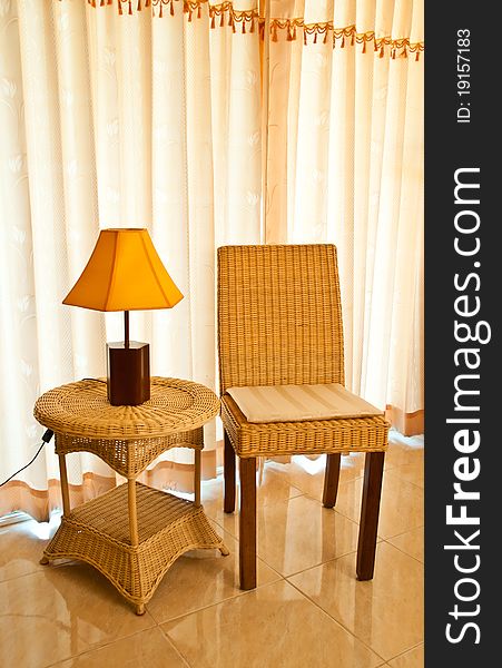 Wicker chair in the room