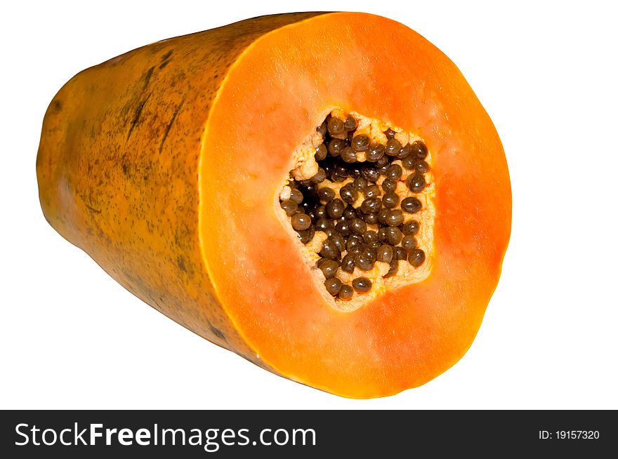 Cut papaya isolated on the white background