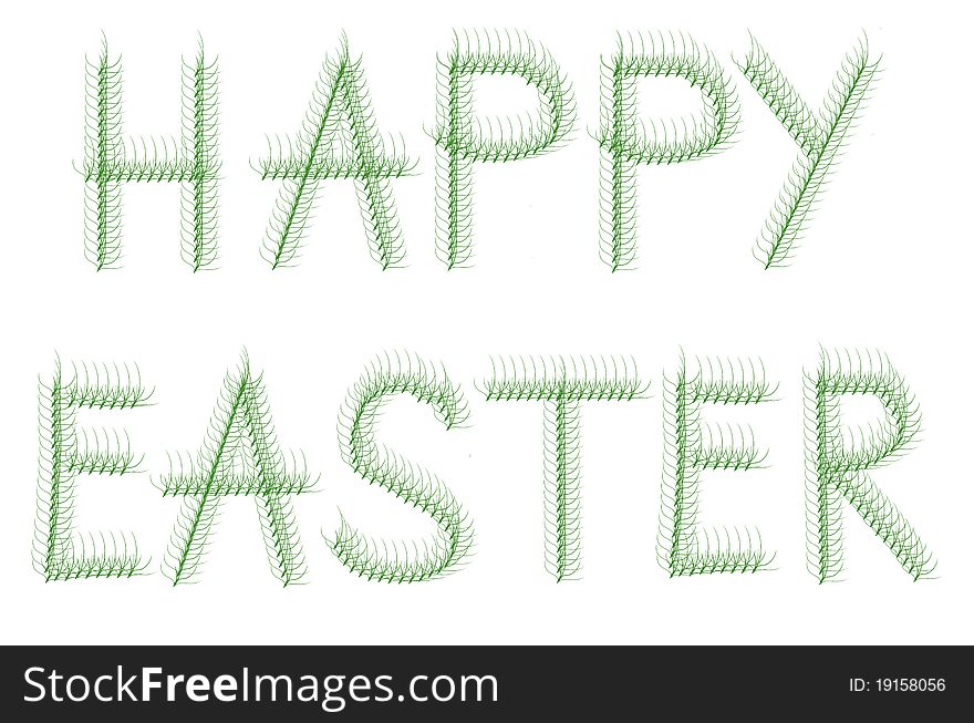 Happy Easter isolated on white made of grass