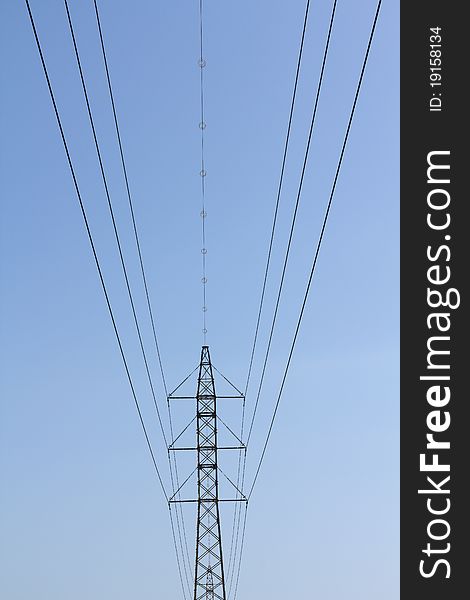 Picture of high voltage power lines and tower