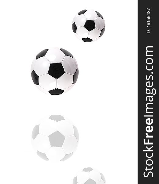 Soccer balls isolated against a white background