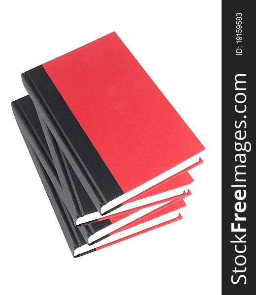 Red books isolated against a white background