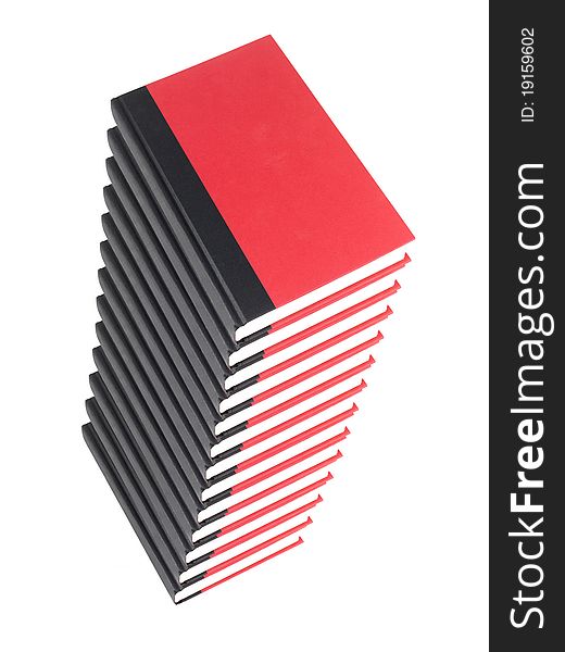 Red books isolated against a white background