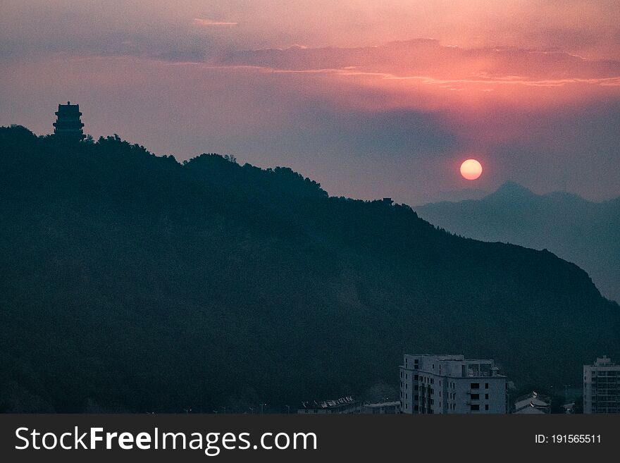 Sunrise In Xinglong County, Hebei Province, ChinaA House In The Clouds Is A Fairyland